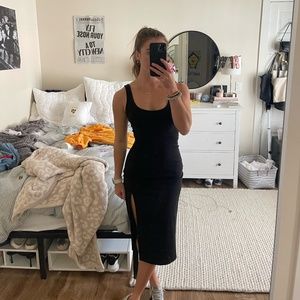 Nordstrom's Open Edit Midi Bodycon Black Midi Dress, XS